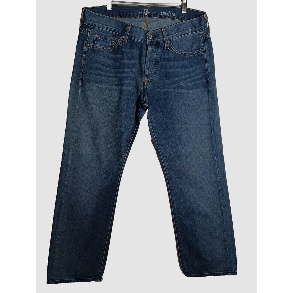 7 For All Mankind The Standard Men's Size W33 L29 Buttonfly Blue Denim Jeans